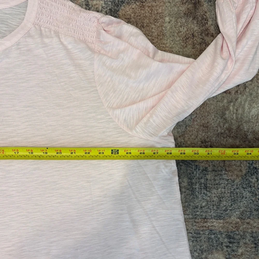J. Jill Women's Plus Smocked Cotton Popover Henley Tunic Shirt Top 4X Pink - Picture 9 of 11